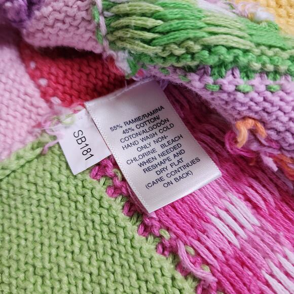 Susan Bristol Womens Vintage Patchwork Pig Knit Cardigan Size Large Pink Farm - Picture 9 of 11